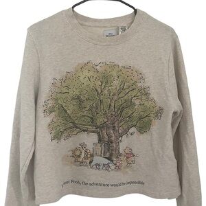 Disney Beige Kids Winnie the Pooh Tree Graphic  Cropped Sweatshirt size xlg